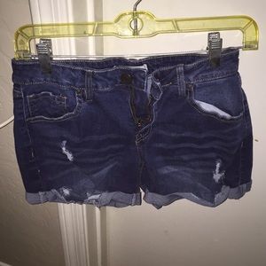 midi blue jean shorts
